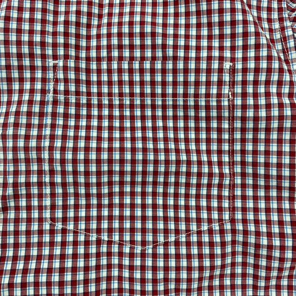 Eddie Bauer Legend Mash Shirt Men XL Red White Checkered Button Down w/ DEFECTS - Picture 2 of 12